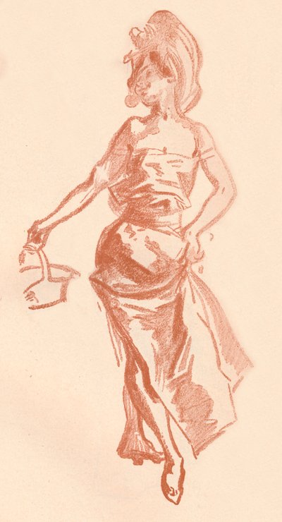 Desenho em Sanguine, c1900 1903-1904 de Jules Cheret
