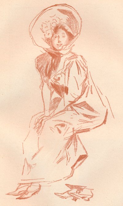 Desenho em Sanguine, c1900 1903-1904 de Jules Cheret