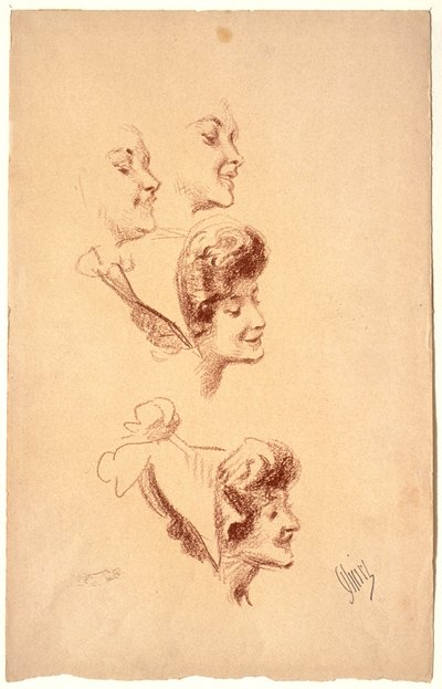 Vier Studien eines Frauenkopfes de Jules Cheret