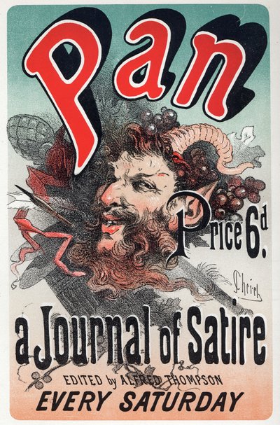 Literatura. Pan, jornal satírico. Cartaz de Jules Cheret, Inglaterra, c.1880 (cartaz) de Jules Cheret