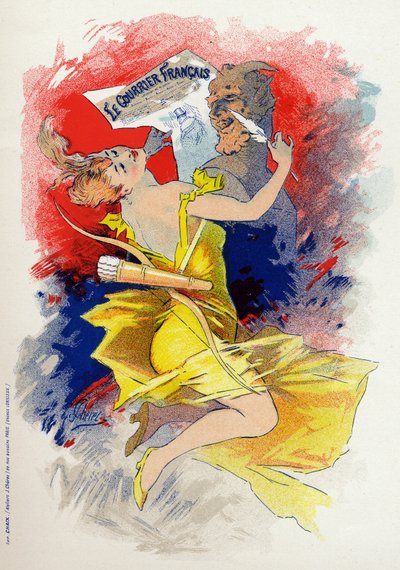 Literatura. O jornal Le Courrier Francais. Alegoria de Jules Cheret, França, c.1890 (cartaz) de Jules Cheret