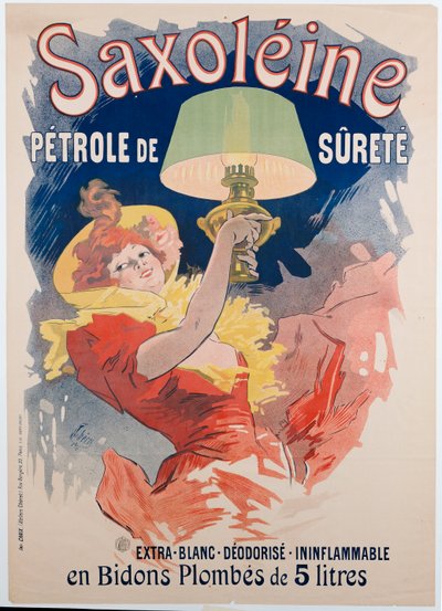 Cartaz publicitário "Saxoleine", óleo da lâmpada de segurança, 1901 de Jules Cheret