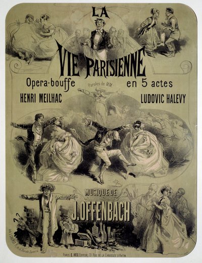 Cartaz para comida de ópera "La vie parisienne" de Jacques Offenbach (1819-1880) de Jules Cheret