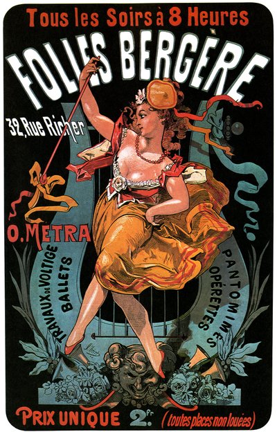Poster para o Folies-Bergere 1874 por Jules Cheret (1836-1932) - obras acrobáticas, balés, pantomimas, operetas, dança, dançarino, music hall (sala de música), Paris gay, Paris à noite - de Jules Cheret