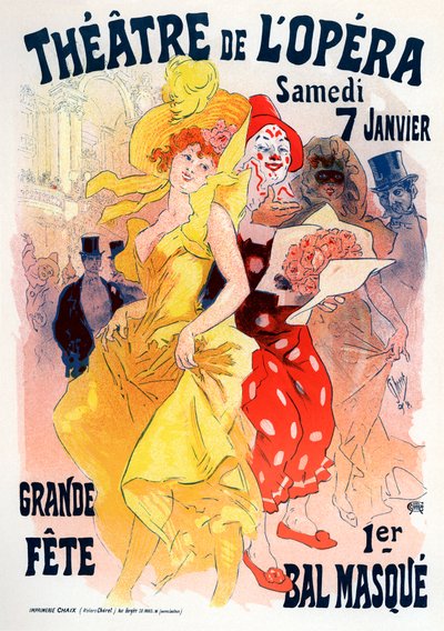 Teatro de ópera. Cartaz da bola mascarada, 1898-1899 de Jules Cheret