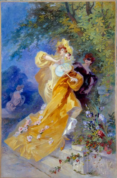 The Yellow Domino Painting by Jules Cheret (1836-1932) Século XX Nice, Musee Cheret de Jules Cheret
