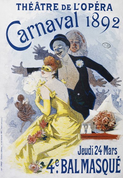 Teatro da Ópera: canarval de 1892, máscara da 4ª bola - cartaz de Jules Cheret de Jules Cheret