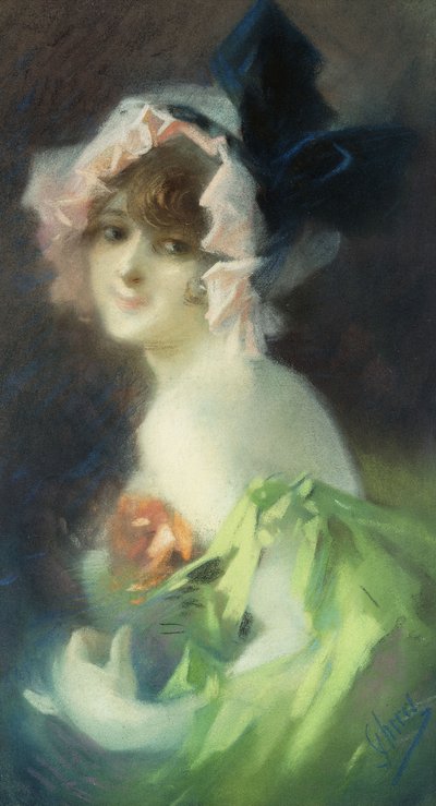 Mulher com luvas; Mulher com luvas, de Jules Cheret