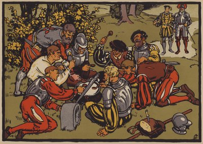 A crise da Reforma na Suíça (cor litho) de Jules Courvoisier
