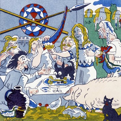 Festin (banquete gaulês), em La Gaule et les Gauls, história da França por Jules depaquit de Jules Depaquit
