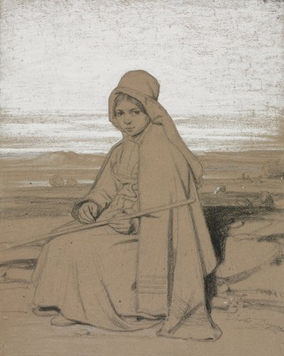 Uma pastora sentada de Jules Dupré