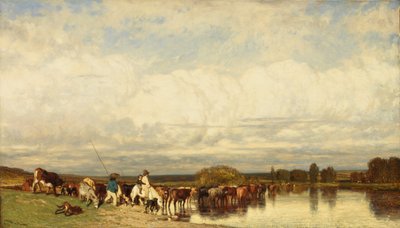 Vacas que cruzam um Ford, 1836. de Jules Dupré