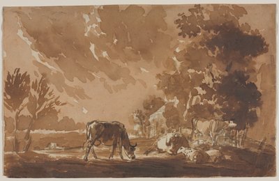 Paisagem com Gado (reto) de Jules Dupré