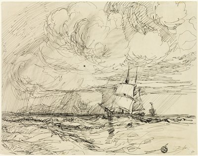 Navios no mar durante a tempestade de Jules Dupré