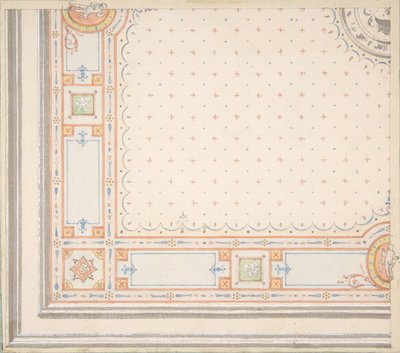 Desenho para um recto de tecto, meaurements com código de desenho verso, segunda metade do século XIX. Criadores: Jules-Edmond-Charles Lachaise, Eugène-Pierre Gourdet. de Jules Edmond Charles Lachaise and Eugène Pierre Gourdet