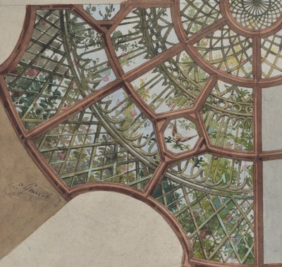 Projeto para teto com treliça e videiras floridas, segunda metade do século XIX. Criadores: Jules-Edmond-Charles Lachaise, Eugène-Pierre Gourdet. de Jules Edmond Charles Lachaise and Eugène Pierre Gourdet