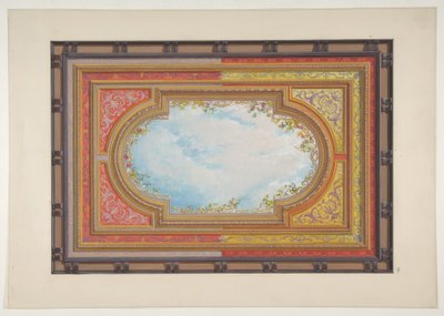 Projeto para um teto pintado com nuvens trompe loeil de Jules Edmond Charles Lachaise