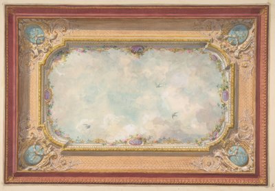 Projeto para um teto com céu trompe loeil de Jules Edmond Charles Lachaise