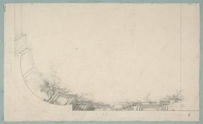 Design parcial para um teto decorado com uma balaustrada trompe loeil de Jules Edmond Charles Lachaise