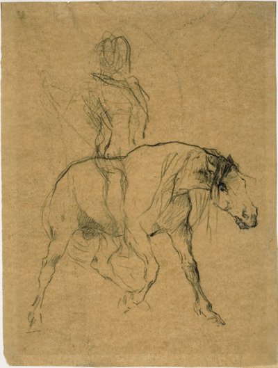 Estudo de um cavalo e cavaleiro de Jules Elie Delaunay