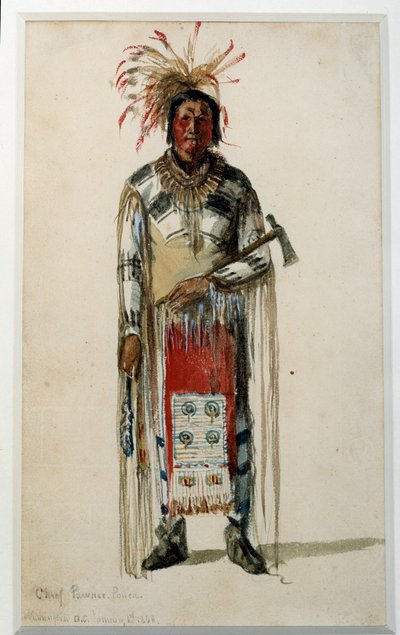Índio da América: "Footprint of an Indian Chief of the Pawnee Ponca Tribe" Litografia de Jules Emile (Jules-Emile) Saintin (1829-1894) 1858 La Rochelle, Musee du Nouveau Monde de Jules Emile Saintin