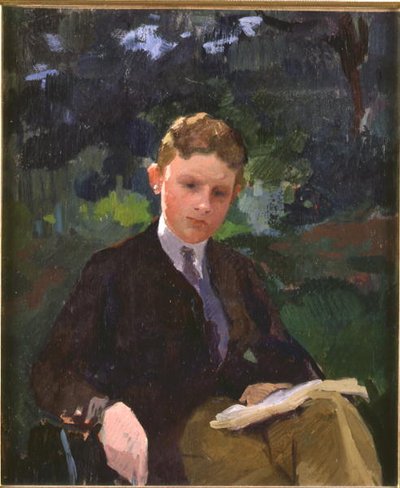 Retrato de Marcel Renoux com cerca de 13 ou 14 anos, lendo de Jules Ernest Renoux