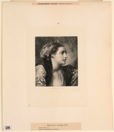 Cabeça de uma jovem, de "Etchings of Pictures in the Metropolitan Museum, New York" de Jules Ferdinand Jacquemart