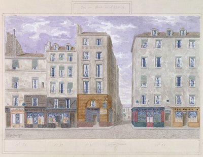 No.28 a No.34 Rue du Four, Paris, França, 1893 (wc no papel) de Jules Gaildrau