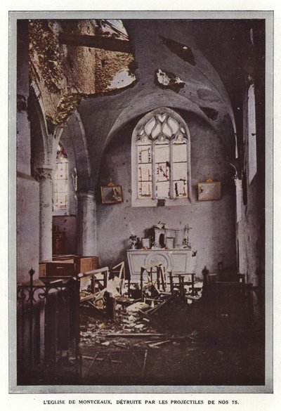 A Igreja de Montceaux, destruída pelos mísseis dos nossos 75 de Jules Gervais Courtellemont