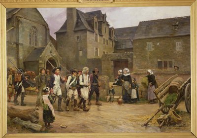 Os Revolucionários de Fouesnant Cercados pela Guarda Nacional em 1792, c.1886-87 (óleo sobre tela) de Jules Girardet