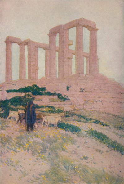 O templo de Poseidon e Athene em Sunium, 1913 de Jules Guerin