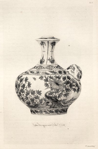 História da Arte Cerâmica: Um estudo descritivo e filosófico da cerâmica de todas as épocas e de todas as nações: Pérsia: Porcelana macia - Gargoulette, decorada com o Simorg (Placa VI) de Jules Jacquemart