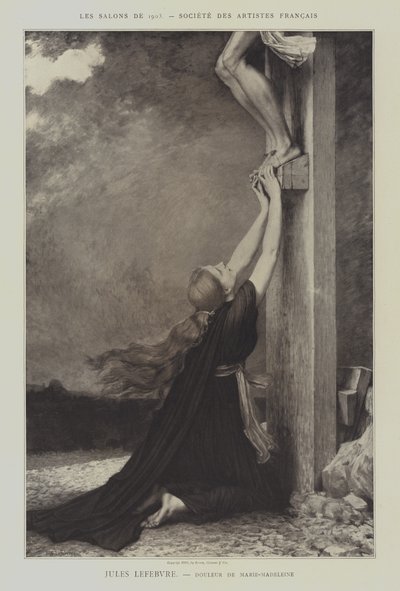 Douleur de Marie-Madeleine (Luto de Maria Madalena) (litografia) de Jules Joseph (after) Lefebvre