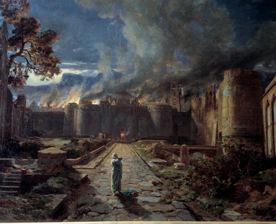 Sodoma (Sodoma) A destruição da cidade pelo fogo. Detalhe. Pintura de Jules Laurens (1825-1901) Orleans. Museu de Belas Artes. de Jules Joseph Augustin Laurens