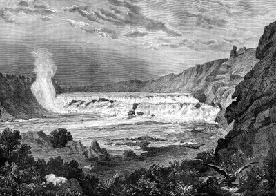 Grand Falls, Rio Missouri, EUA, século XIX. de Jules Laurens