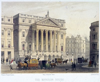 Mansion House exterior, Londres, 1854 de Jules Louis Arnout