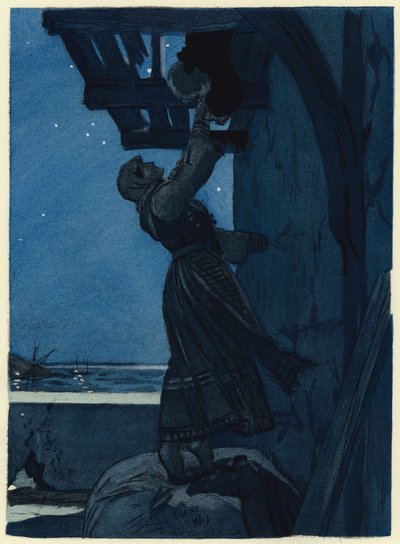 Ilustração para as memórias de Casanova (litografia a cores) de Jules Marie Auguste Leroux