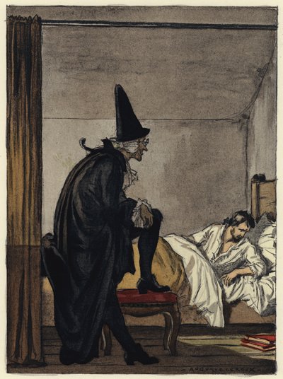 Ilustração para as memórias de Casanova (litografia a cores) de Jules Marie Auguste Leroux