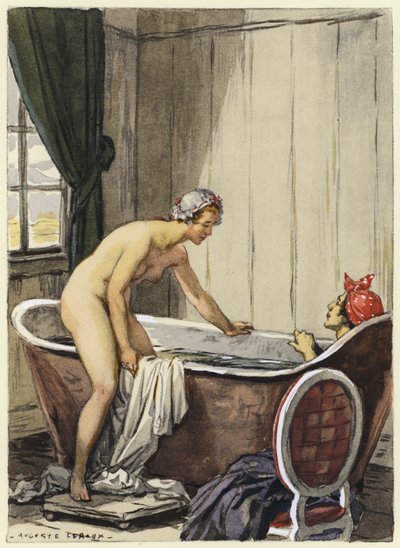 Ilustração para as memórias de Casanova (litografia a cores) de Jules Marie Auguste Leroux