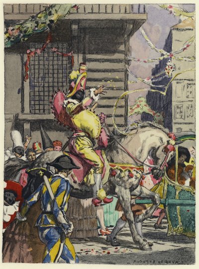 Ilustração para as memórias de Casanova (litografia a cores) de Jules Marie Auguste Leroux