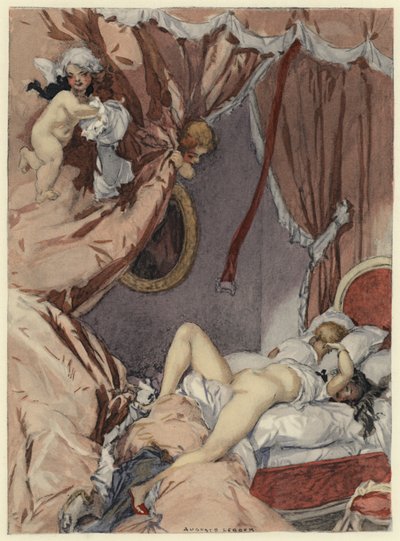Ilustração para as memórias de Casanova (litografia a cores) de Jules Marie Auguste Leroux