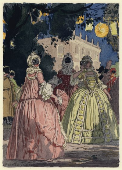 Ilustração para as memórias de Casanova (litografia a cores) de Jules Marie Auguste Leroux