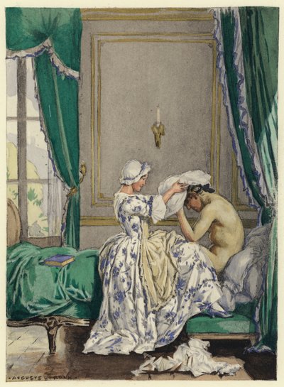 Ilustração para as memórias de Casanova (litografia a cores) de Jules Marie Auguste Leroux