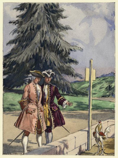 Ilustração para as memórias de Casanova (litografia a cores) de Jules Marie Auguste Leroux