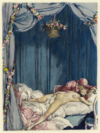 Ilustração para as memórias de Casanova (litografia a cores) de Jules Marie Auguste Leroux