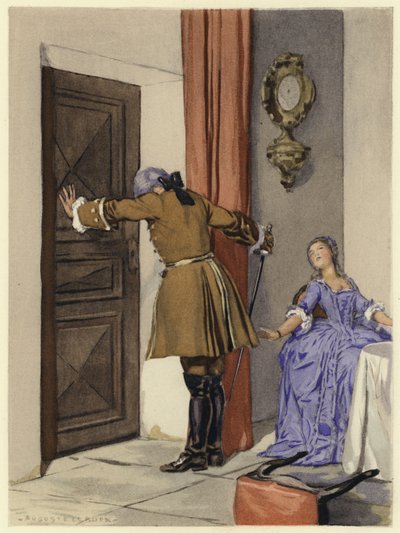 Ilustração para as memórias de Casanova (litografia a cores) de Jules Marie Auguste Leroux