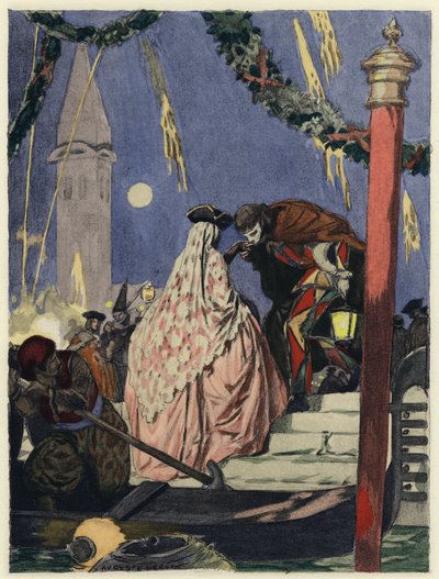 Ilustração para as memórias de Casanova (litografia a cores) de Jules Marie Auguste Leroux