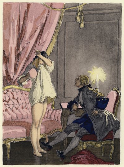 Ilustração para as memórias de Casanova (litografia a cores) de Jules Marie Auguste Leroux