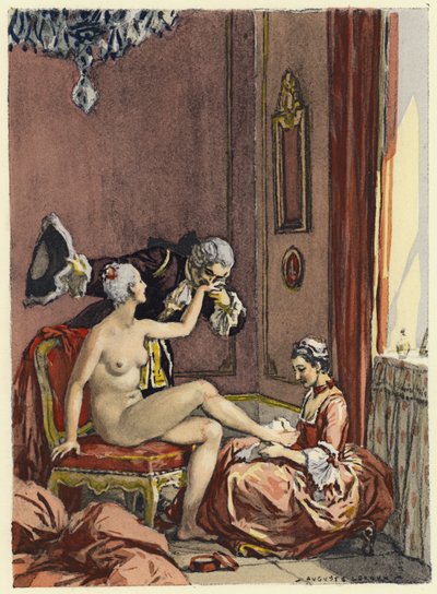 Ilustração para as memórias de Casanova (litografia a cores) de Jules Marie Auguste Leroux