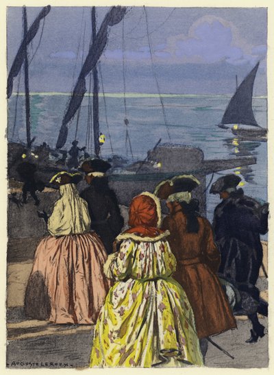 Ilustração para as memórias de Casanova (litografia a cores) de Jules Marie Auguste Leroux
